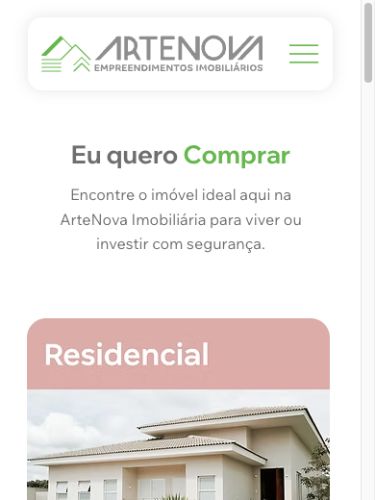 Página inicial da ArteNova Imobiliária com busca de imóveis
